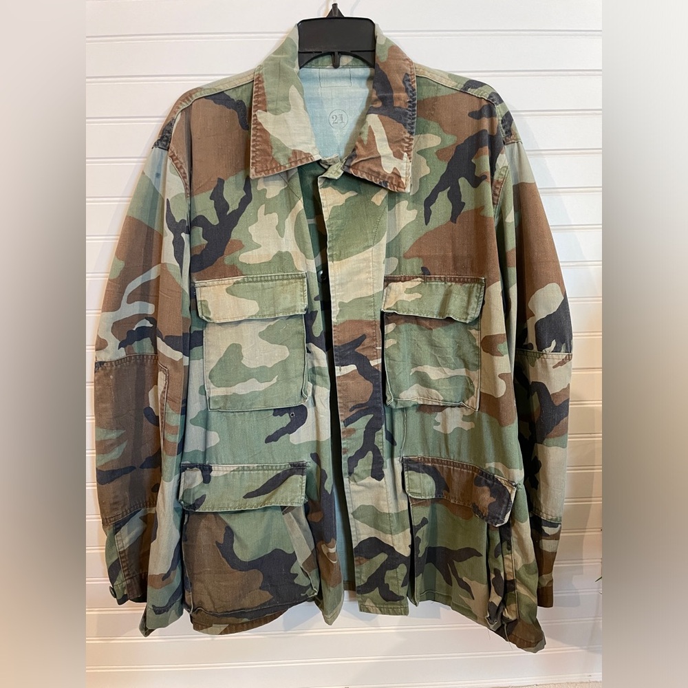 Vintage 1980's US Army Woodland Camo Jacket Shirt